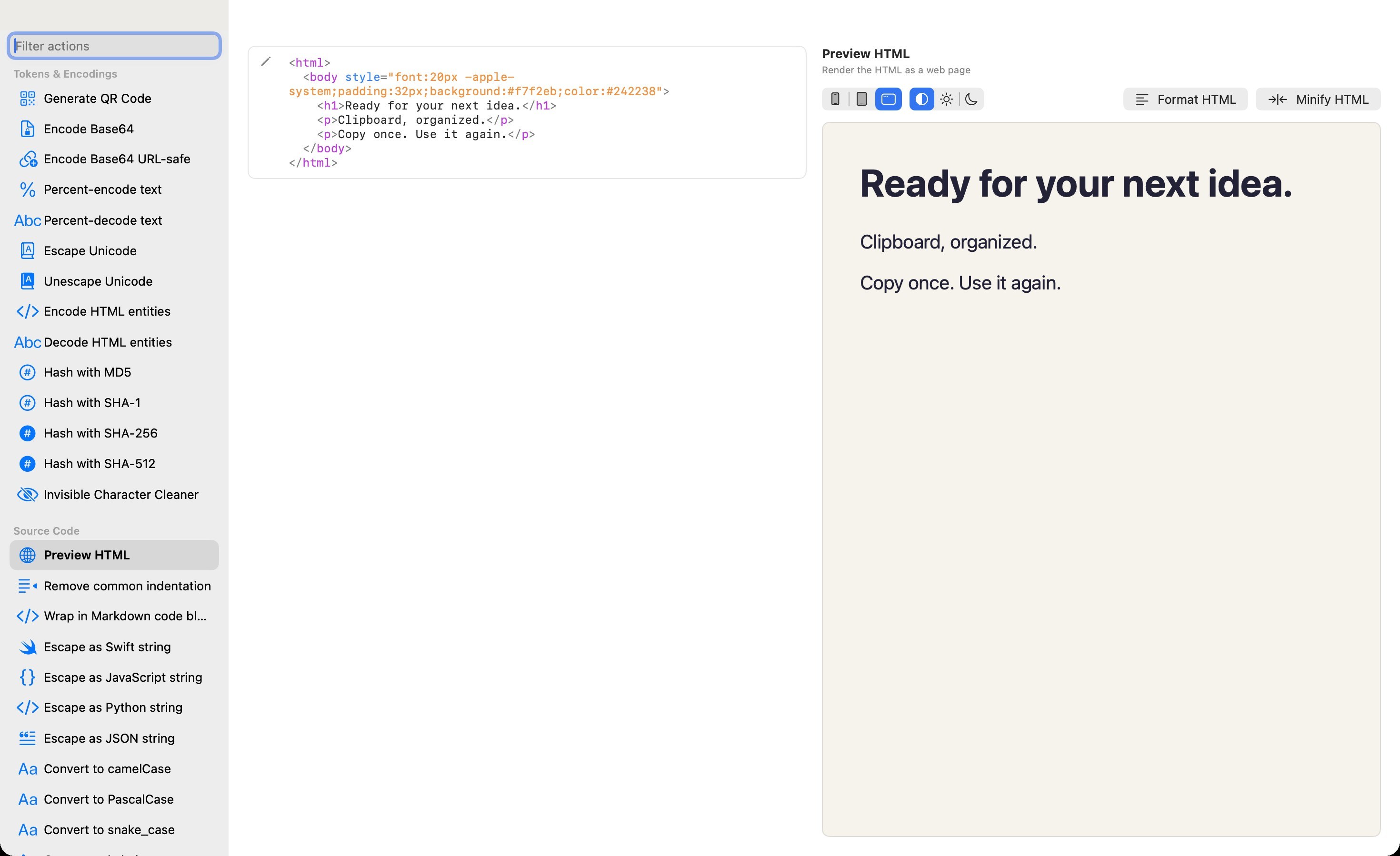 Edytor HTML Pastilo z podświetlaniem źródła i podglądem na żywo